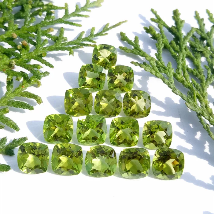 Peridot Cushions 14 Piece Lot