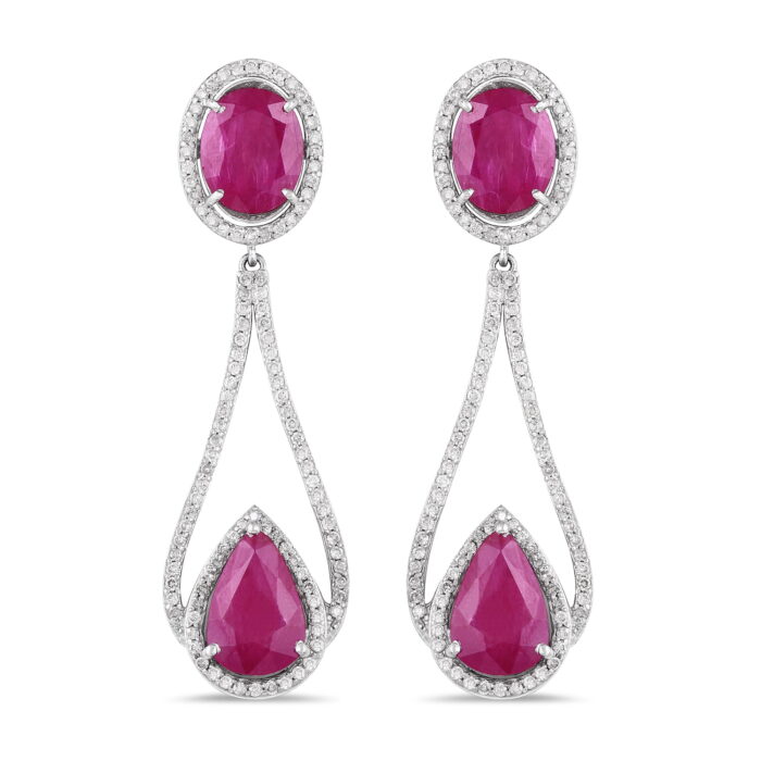 Vintage Mozambique Ruby & Diamond Earrings
