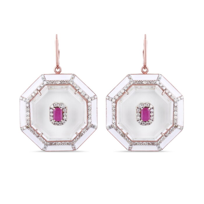 Vintage Style Crystal & Ruby Earrings