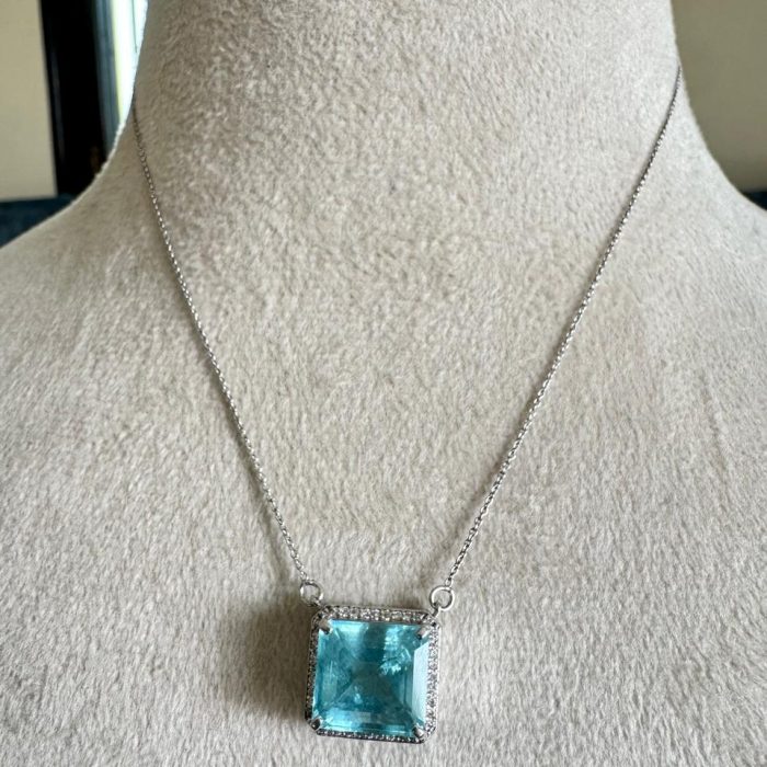 Aquamarine & Diamond Necklace