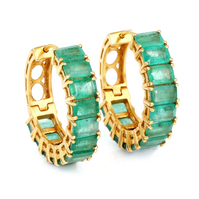 Emerald Octagon Hoops