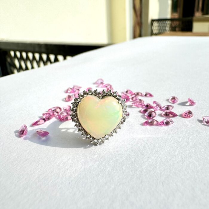Ethiopian Opal Heart Shape Ring