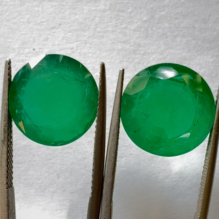 Emerald Round Pair 16.96 Ct