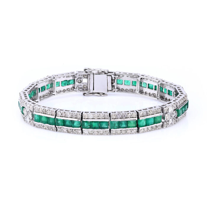Vintage Bracelet In Emeralds & Diamond