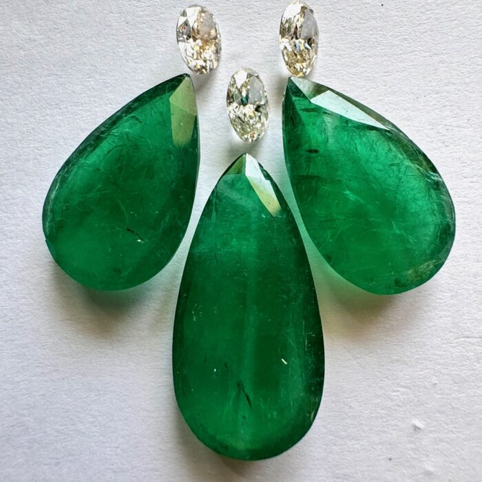 Emerald Pear 44.38 CT / 3 Piece Set