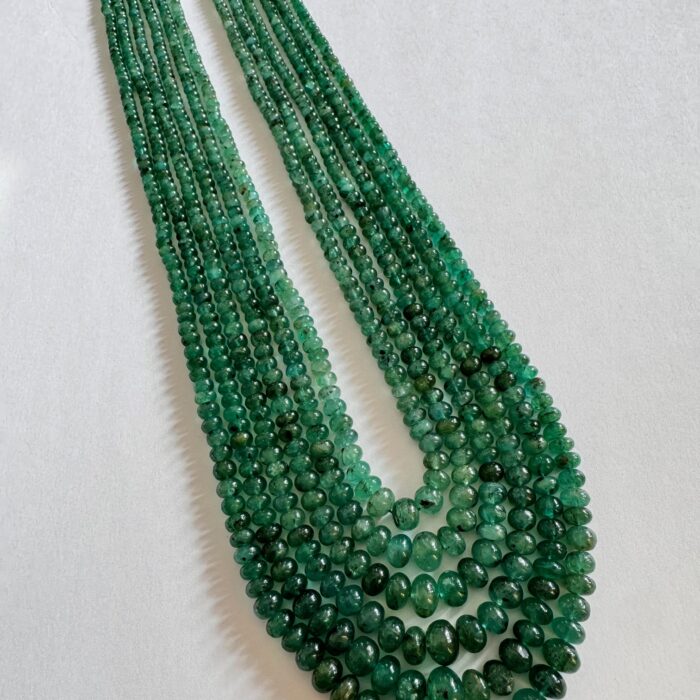 Emerald Plain Beads 7 Strings Necklace