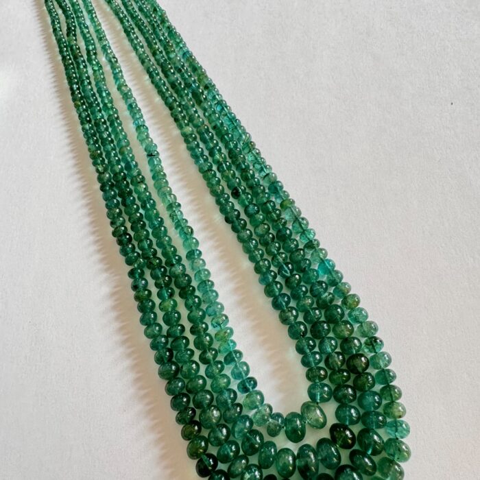 Emerald Plain Beads 4 Strings Necklace
