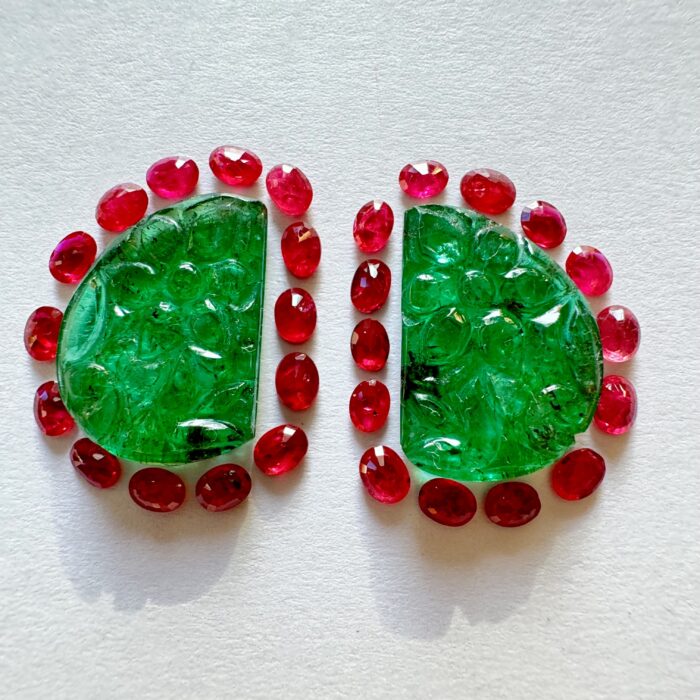 Emerald Carving Pair 18.75 CT