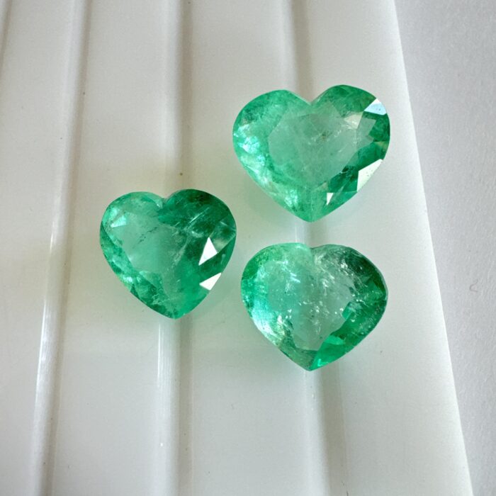 Colombian Emerald Heart Shape 3 Piece Set