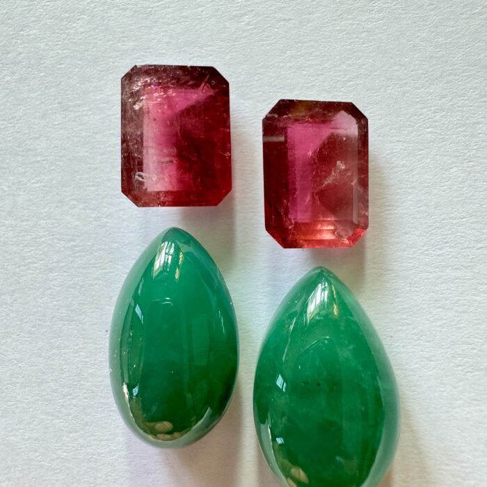 Emerald Pear Cabochon 39.60 CT Pair