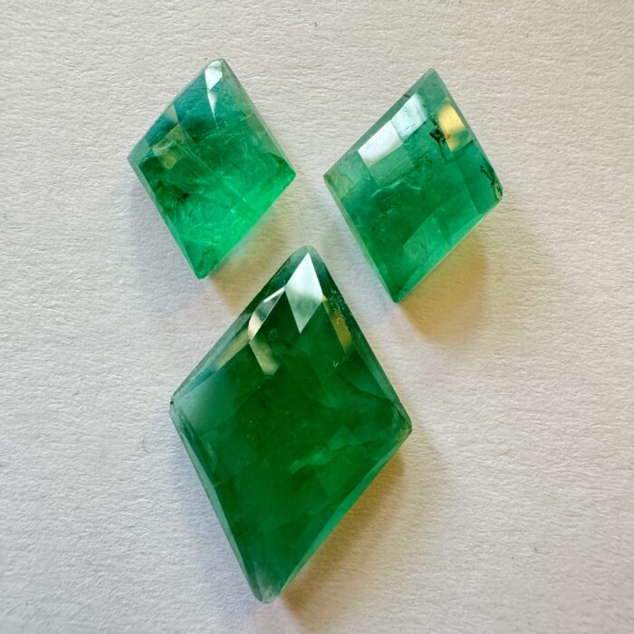 Emerald Trillion Rose Cut 3 Piece Set