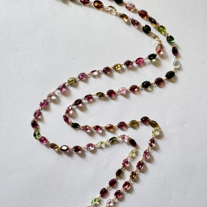 Multi Tourmaline Oval Necklace In 18k Gold