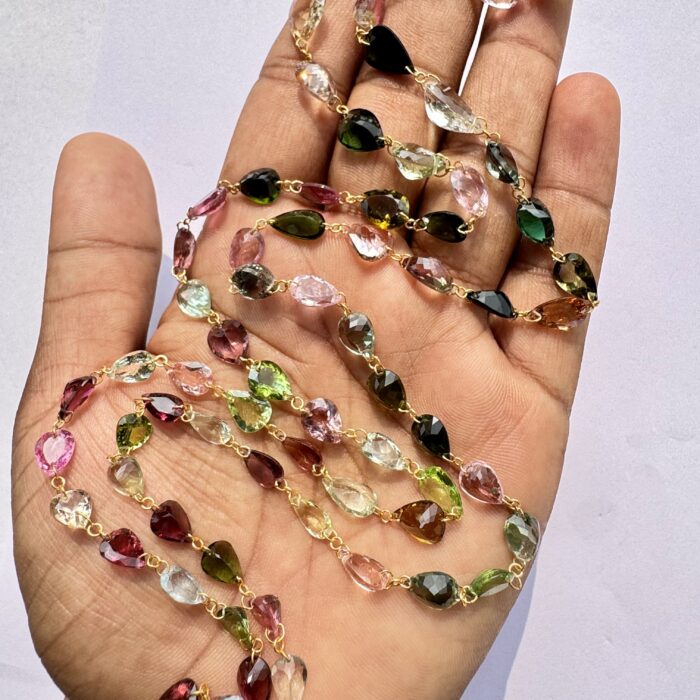 Tourmaline Pear Necklace In 18K Gold