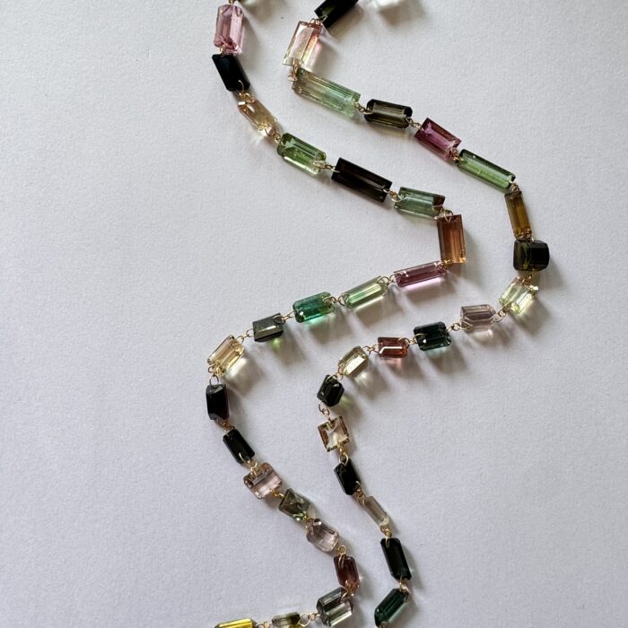 Multi Tourmaline Octagon Necklace In 18k Gold