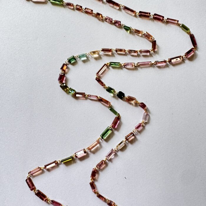 Multi Tourmaline Octagon Necklace In 18k Gold