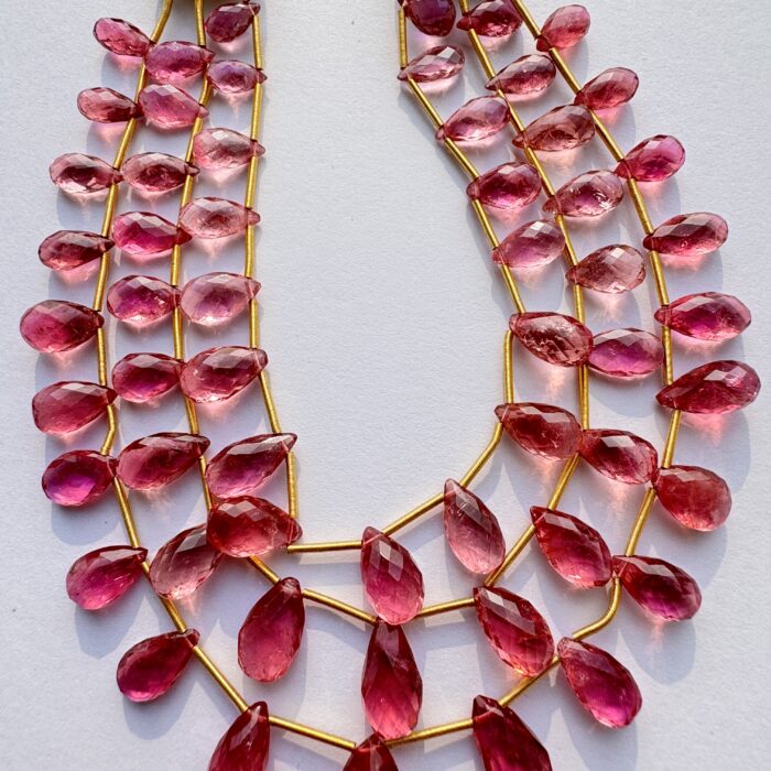 Pink Tourmaline Cutting Badam Necklace 124 CT / 59 Piece