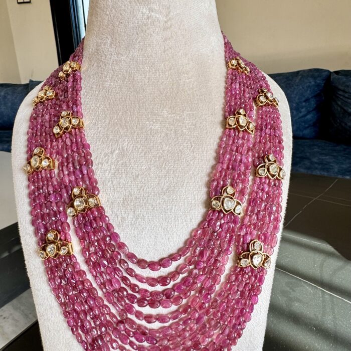 Pink Tourmaline Maniya & Polki Necklace