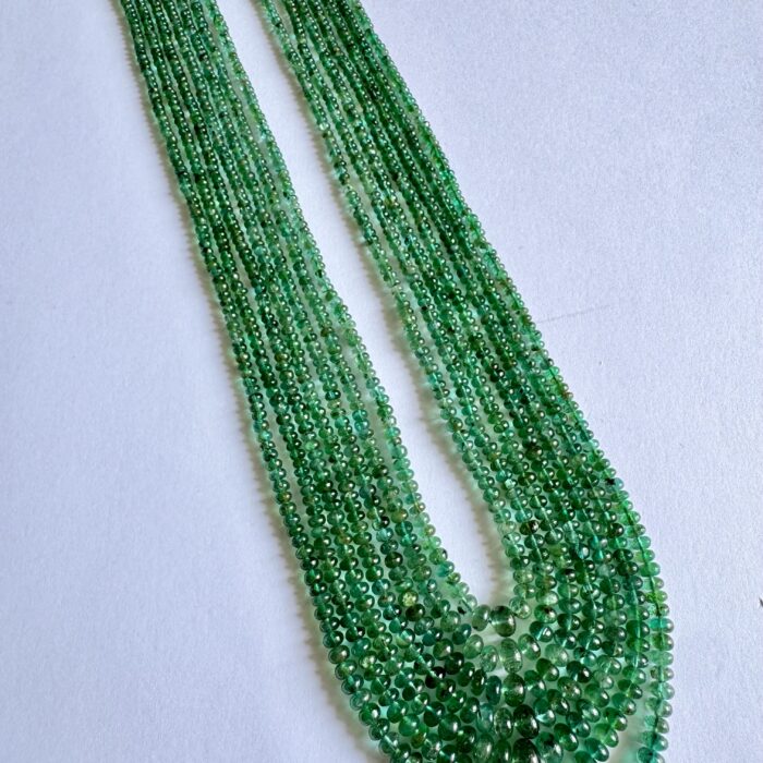 Emerald Plain Beads 7 Strings Necklace