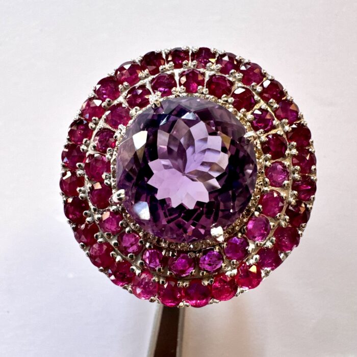 Amethyst & Ruby Rose Cut Ring