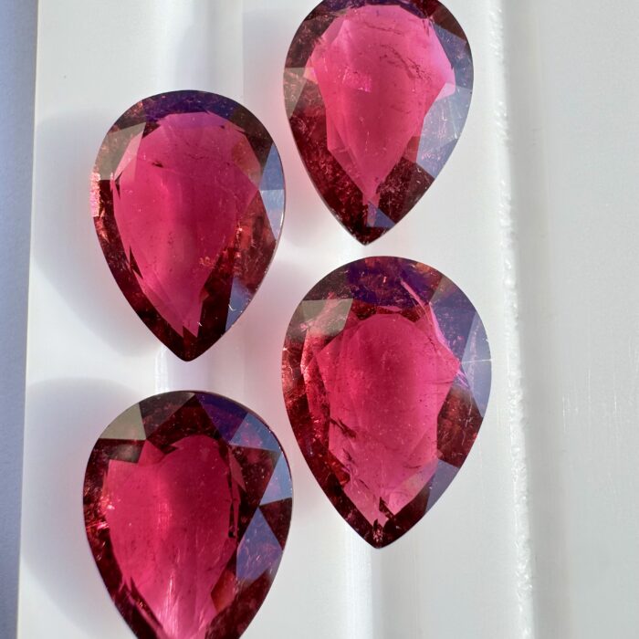 Pink Tourmaline Pear 26.52 CT / 2 Pairs