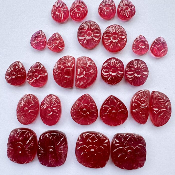 Ruby Carving Lot 389.32 CT / 13 Pairs