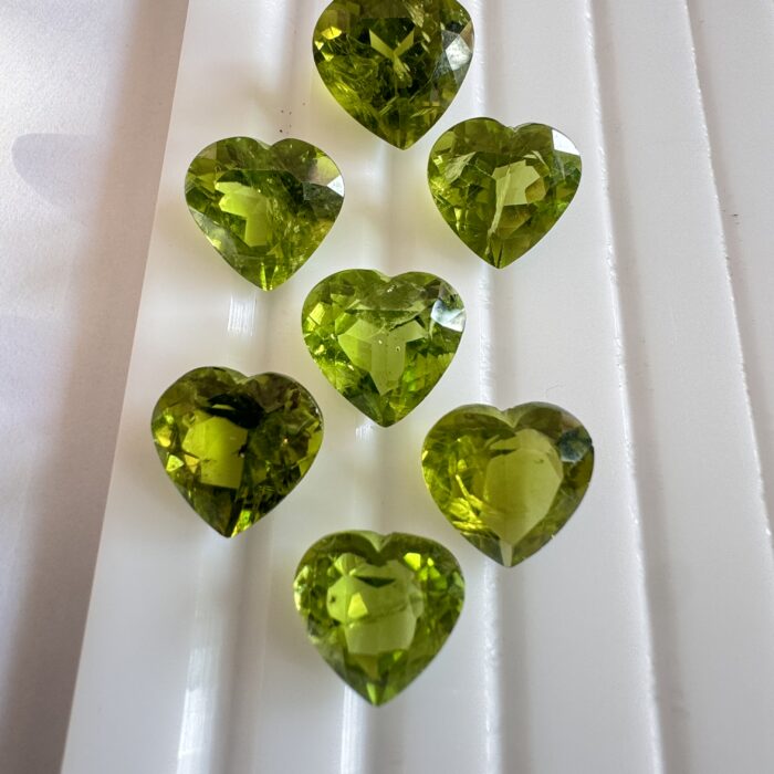 Peridot Heart 61.15 Ct / 7 Piece