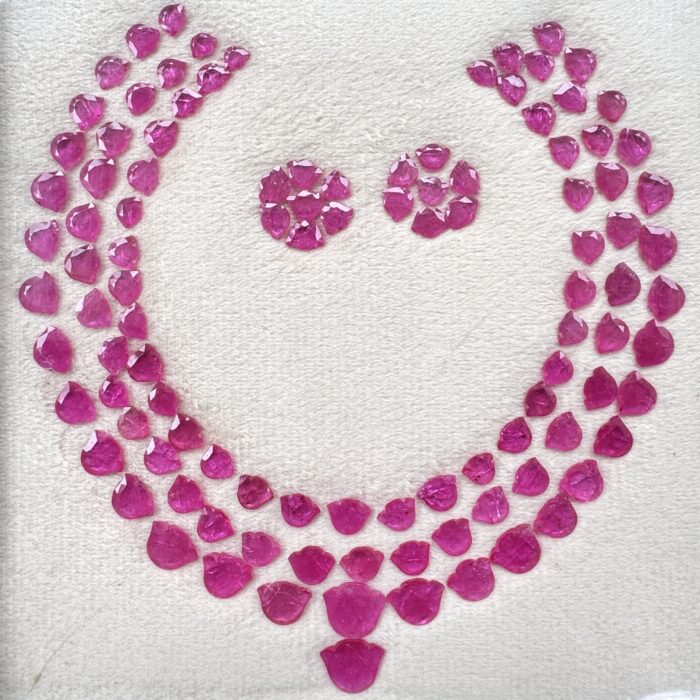 Mozambique Ruby Shape Tulip Layout 71.72 CT /  107 Piece