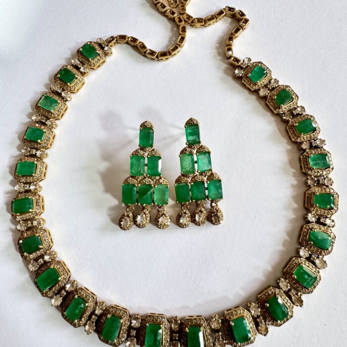 Emerald Octagon & Diamond Necklace