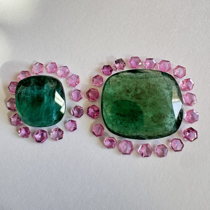 Zambian Emerald Cushion 46.82 CT / 2 Piece