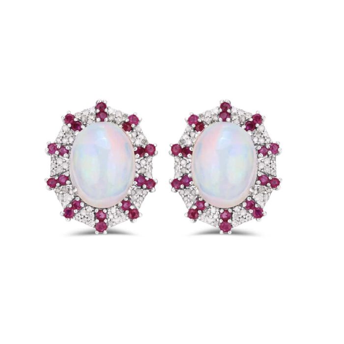 Opal & Ruby Earrings & Necklace