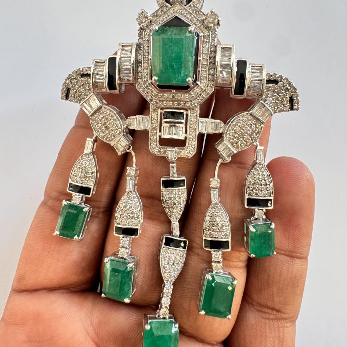 Emerald & Diamond Brooch