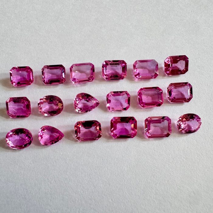 Pink Sapphire Octagon Oval & Pear Lot 12.77 CT / 18 Piece