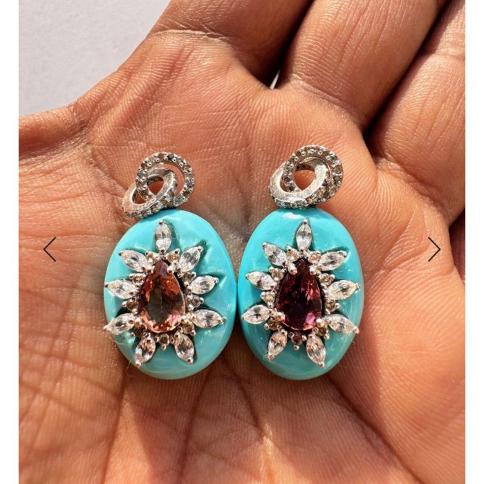 Turquoise Inlay Pendant 2 Piece & Turquoise Cabochon 8*6 Oval 35 Piece