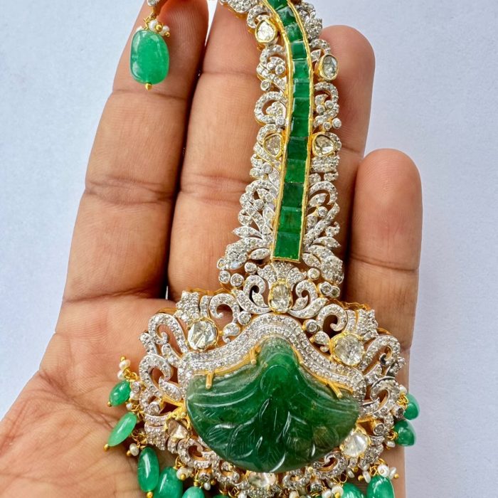 Emerald Kalangi Studded with Polki & Diamond