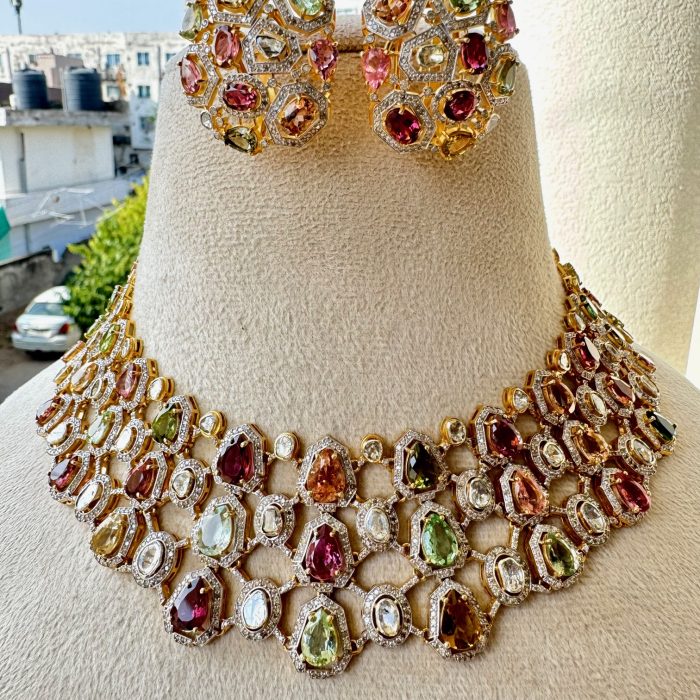 Multi Tourmaline Pear Necklace