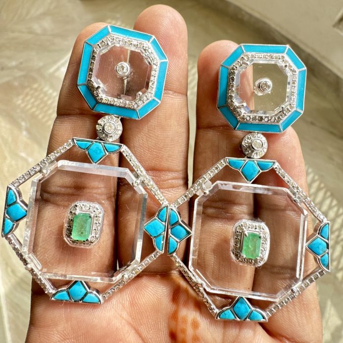 Emerald & Crystal Earring
