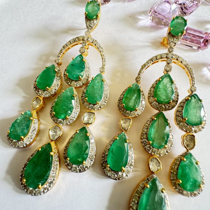 Emerald Pear Waterfall Earring